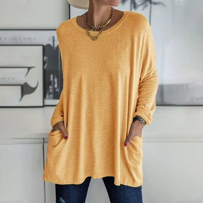 Jenna | Relaxed Scoop-Neck Long Sleeve Top
