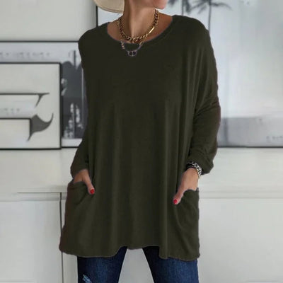 Jenna | Relaxed Scoop-Neck Long Sleeve Top