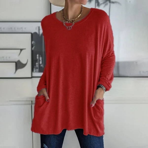 Jenna | Relaxed Scoop-Neck Long Sleeve Top