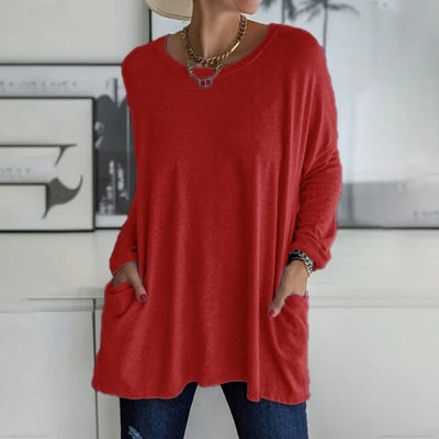 Jenna | Relaxed Scoop-Neck Long Sleeve Top