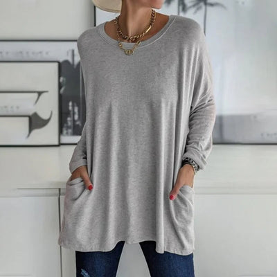 Jenna | Relaxed Scoop-Neck Long Sleeve Top