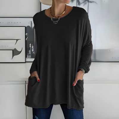 Jenna | Relaxed Scoop-Neck Long Sleeve Top